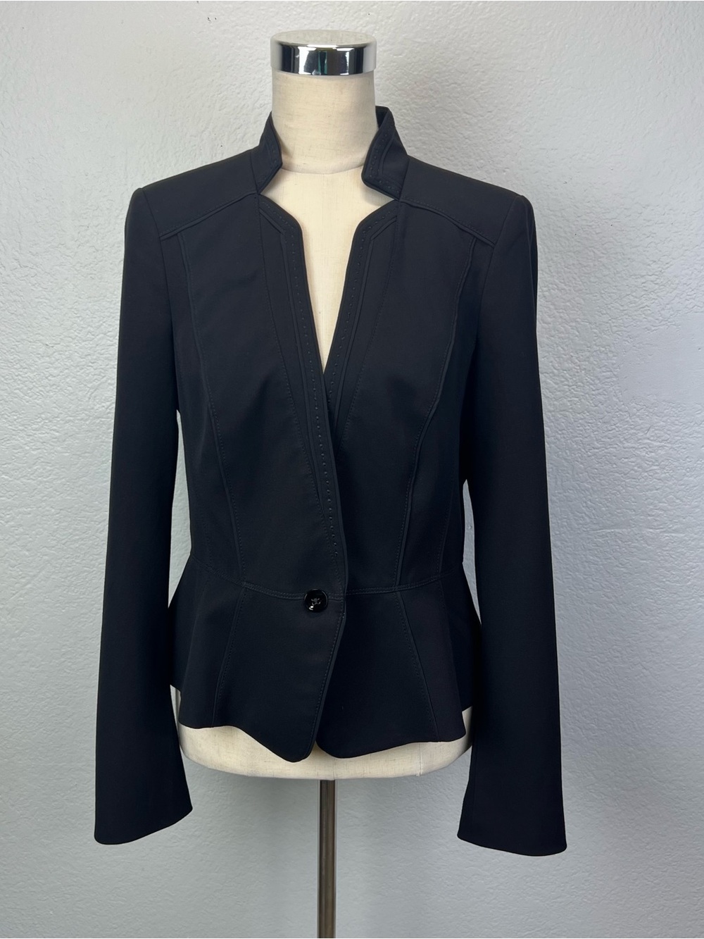 White House Black Market Women Black Peplum Blazer Size 8